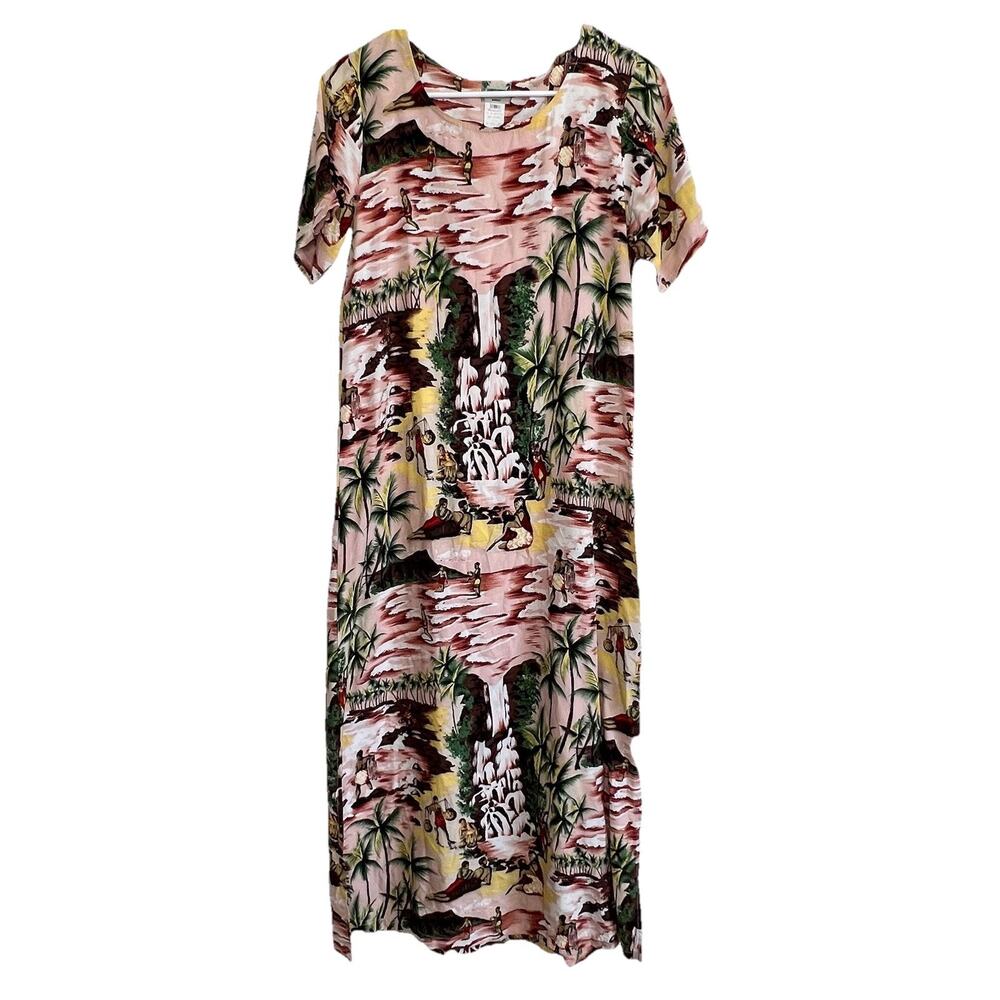 Vintage Kamehameha Hawaii Hawaiian Tropical Beach Tiki Sun House Dress Small M22